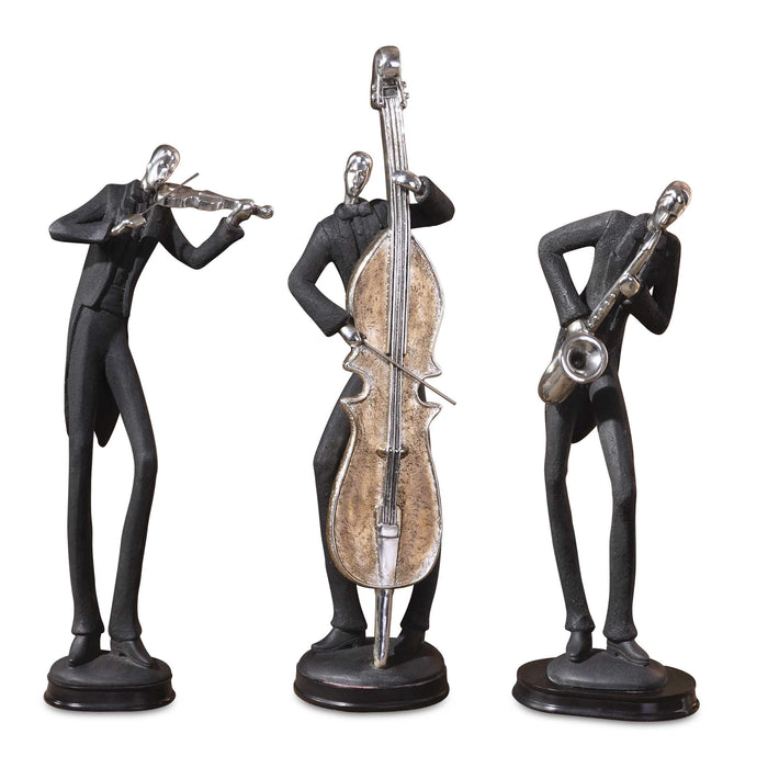 Musicians Figurines, Set/3 Silver-Home Accents-Uttermost-Lighting Design Store