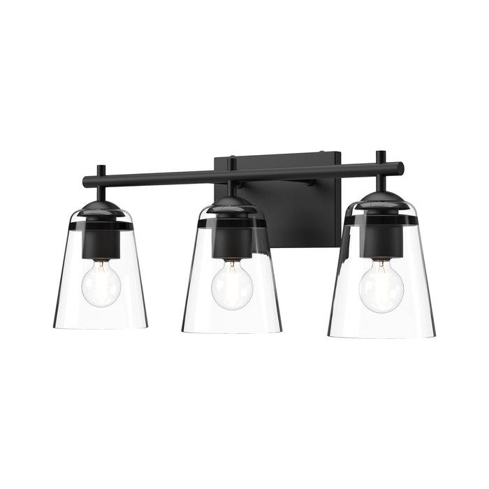Addison Three Light Bathroom Fixtures Clear Glass/Matte Black-Bathroom Fixtures-Alora-Lighting Design Store