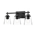 Addison Three Light Bathroom Fixtures Clear Glass/Matte Black-Bathroom Fixtures-Alora-Lighting Design Store
