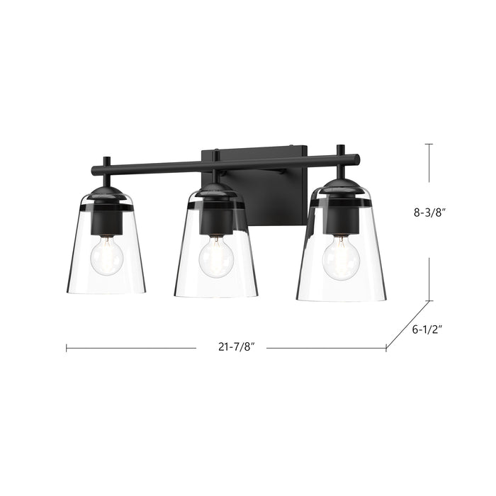 Addison Three Light Bathroom Fixtures Brushed Nickel/Clear Glass-Bathroom Fixtures-Alora-Lighting Design Store