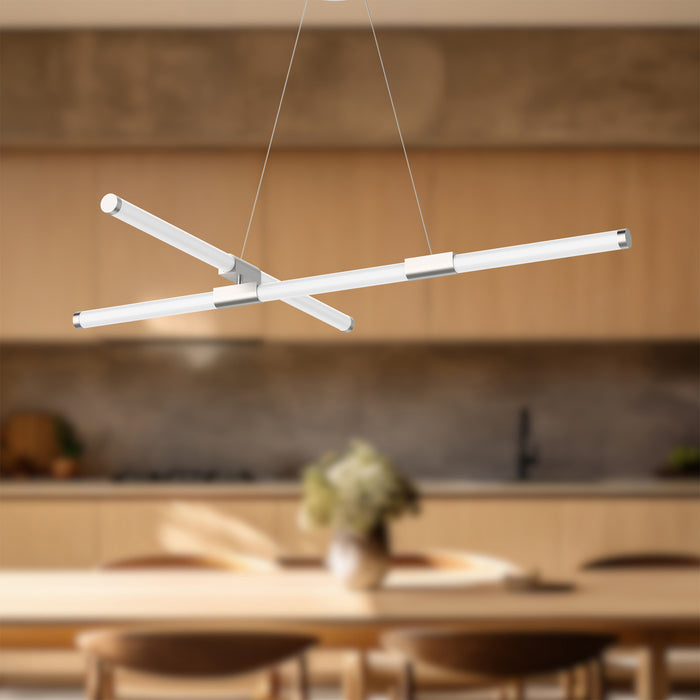 Akari LED Chandelier Brushed Nickel-Mid. Chandeliers-Kuzco Lighting-Lighting Design Store