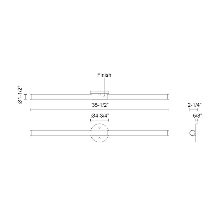 Akari LED Bathroom Fixture Brushed Nickel-Bathroom Fixtures-Kuzco Lighting-Lighting Design Store