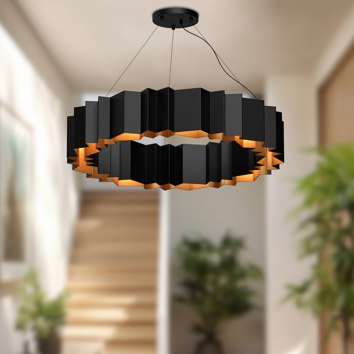 Akira 12 Light Chandelier Black/Gold-Large Chandeliers-Kuzco Lighting-Lighting Design Store