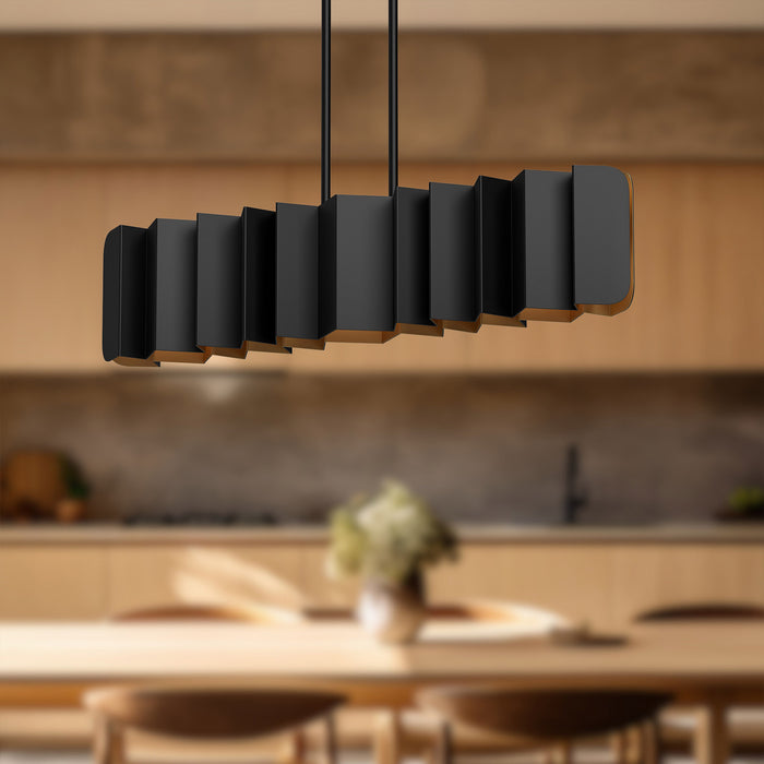 Akira Six Light Linear Pendant Black/Gold-Linear/Island-Kuzco Lighting-Lighting Design Store