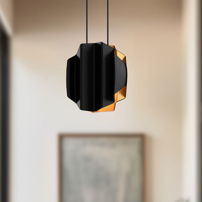 Akira Two Light Pendant Black/Gold-Pendants-Kuzco Lighting-Lighting Design Store
