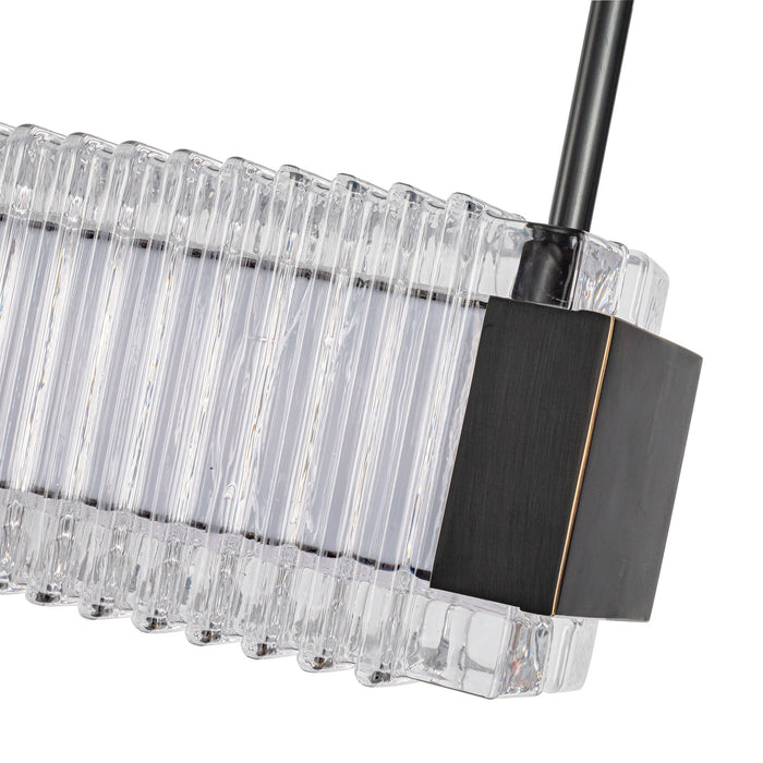 Alai LED Linear Pendant Urban Bronze/Ribbed Glass-Linear/Island-Alora-Lighting Design Store