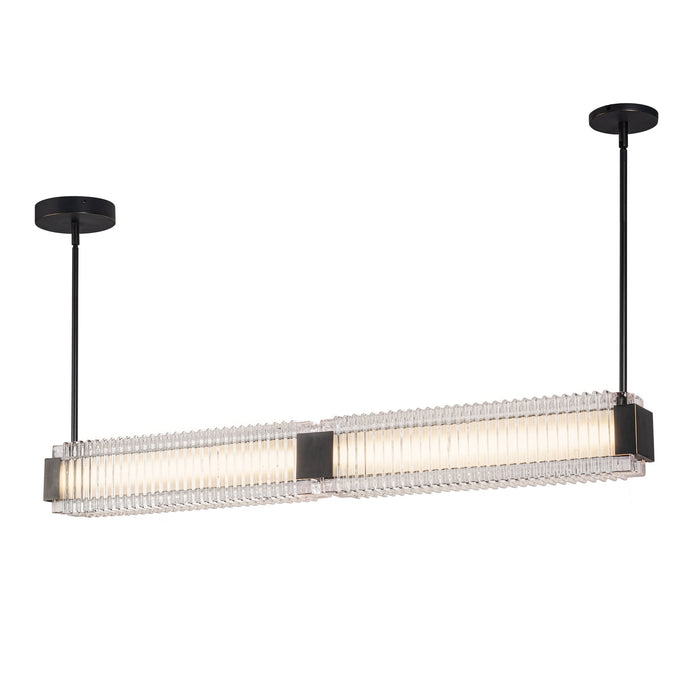 Alai LED Linear Pendant Urban Bronze/Ribbed Glass-Linear/Island-Alora-Lighting Design Store