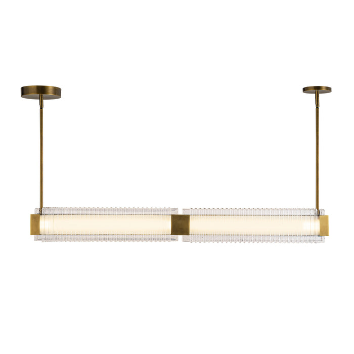 Alai LED Linear Pendant Vintage Brass/Ribbed Glass-Linear/Island-Alora-Lighting Design Store