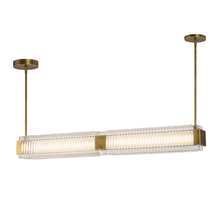 Alai LED Linear Pendant Vintage Brass/Ribbed Glass-Linear/Island-Alora-Lighting Design Store