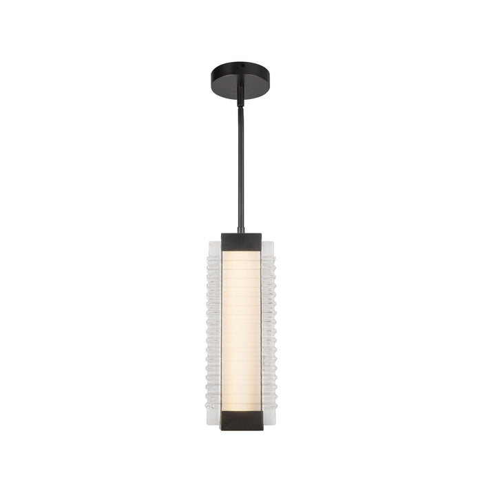 Alai LED Pendant Urban Bronze/Ribbed Glass-Mini Pendants-Alora-Lighting Design Store