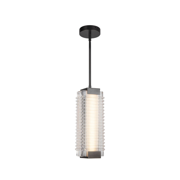 Alai LED Pendant Urban Bronze/Ribbed Glass-Mini Pendants-Alora-Lighting Design Store