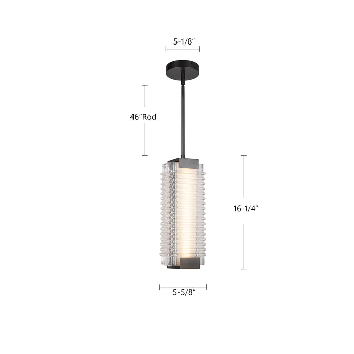 Alai LED Pendant Urban Bronze/Ribbed Glass-Mini Pendants-Alora-Lighting Design Store