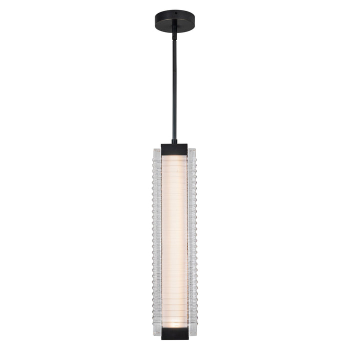 Alai LED Pendant Urban Bronze/Ribbed Glass-Pendants-Alora-Lighting Design Store