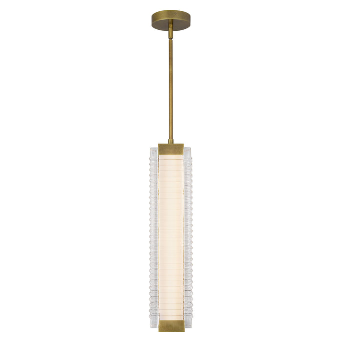 Alai LED Pendant Vintage Brass/Ribbed Glass-Pendants-Alora-Lighting Design Store