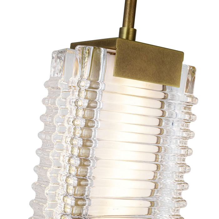 Alai LED Pendant Vintage Brass/Ribbed Glass-Pendants-Alora-Lighting Design Store