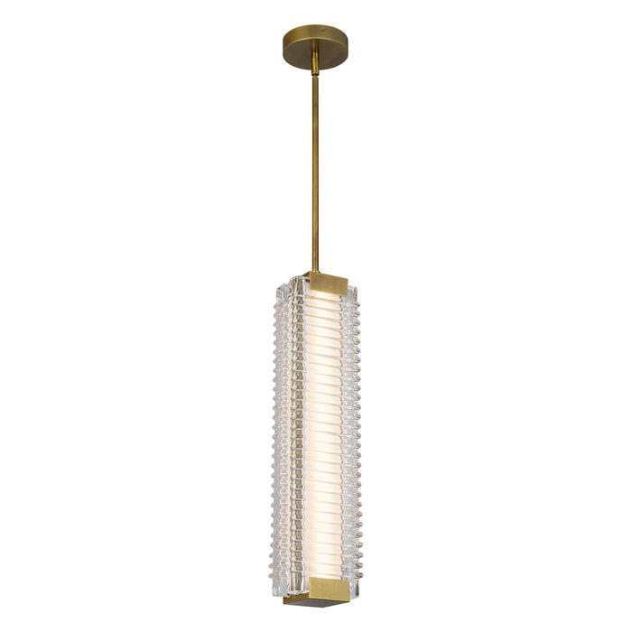 Alai LED Pendant Vintage Brass/Ribbed Glass-Pendants-Alora-Lighting Design Store