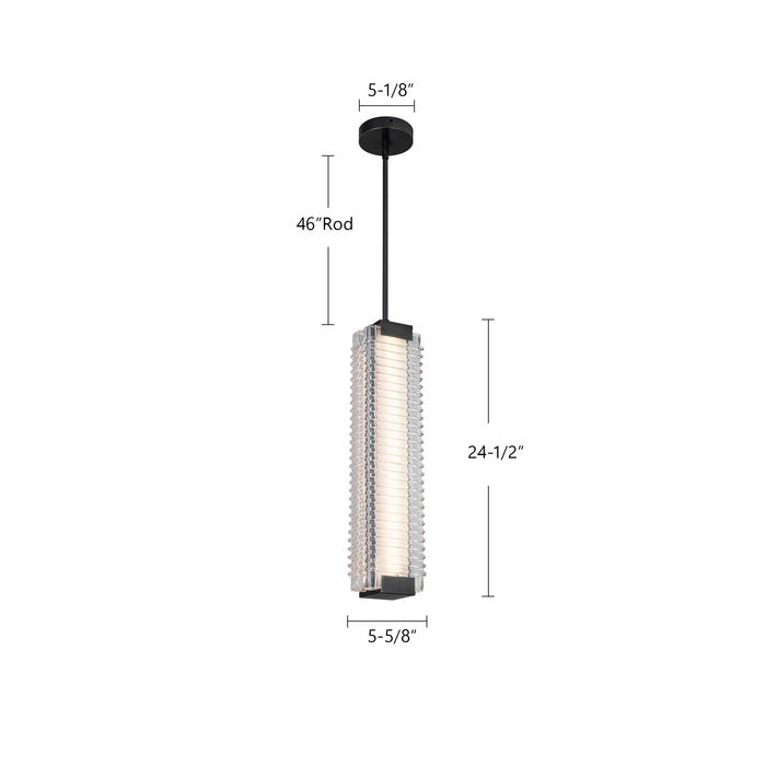Alai LED Pendant Urban Bronze/Ribbed Glass-Pendants-Alora-Lighting Design Store