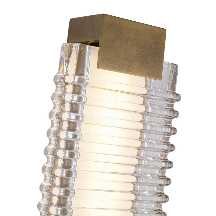 Alai LED Wall Vanity Vintage Brass/Ribbed Glass-Bathroom Fixtures-Alora-Lighting Design Store