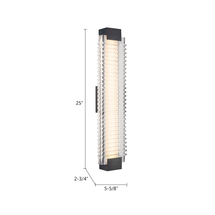 Alai LED Wall Vanity Urban Bronze/Ribbed Glass-Bathroom Fixtures-Alora-Lighting Design Store