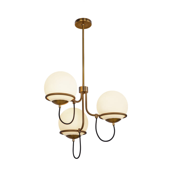 Alba Three Light Chandelier Aged Gold/Opal Glass-Mid. Chandeliers-Alora-Lighting Design Store