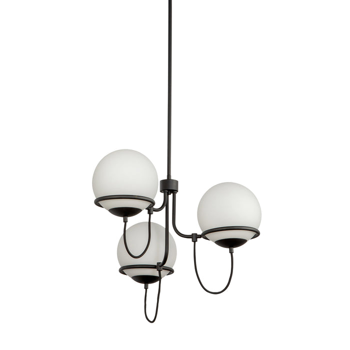Alba Three Light Chandelier Matte Black/Opal Glass-Mid. Chandeliers-Alora-Lighting Design Store