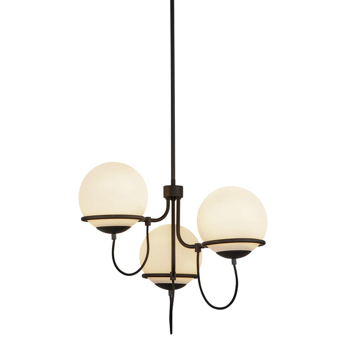 Alba Three Light Chandelier Matte Black/Opal Glass-Mid. Chandeliers-Alora-Lighting Design Store
