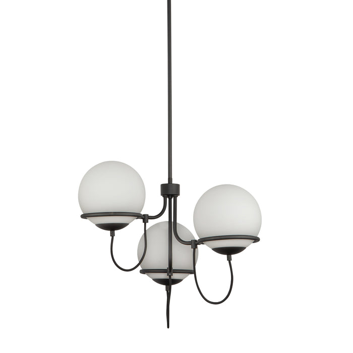 Alba Three Light Chandelier Matte Black/Opal Glass-Mid. Chandeliers-Alora-Lighting Design Store