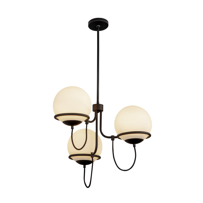 Alba Three Light Chandelier Matte Black/Opal Glass-Mid. Chandeliers-Alora-Lighting Design Store