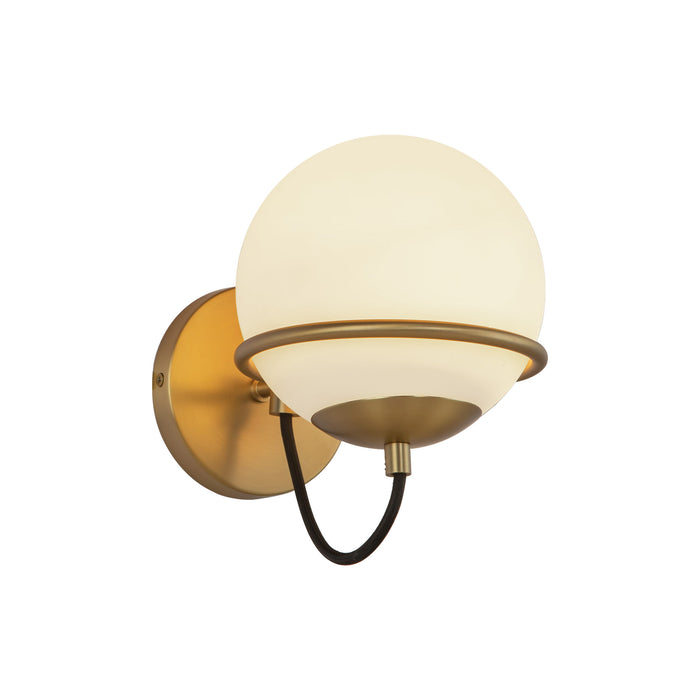 Alba One Light Wall Vanity Aged Gold/Opal Glass-Sconces-Alora-Lighting Design Store