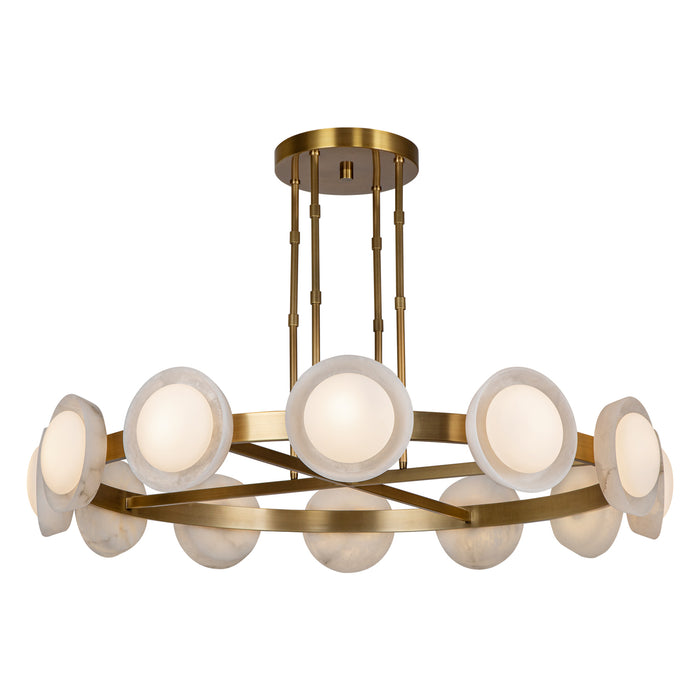 Alonso LED Chandelier Vintage Brass/Alabaster-Large Chandeliers-Alora-Lighting Design Store