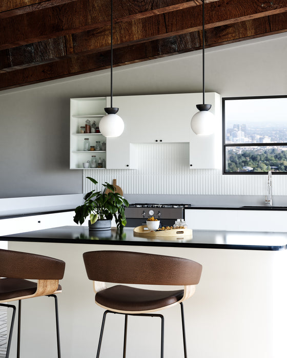 Arcadia One Light Pendant Black/Opal Glass-Mini Pendants-Kuzco Lighting-Lighting Design Store