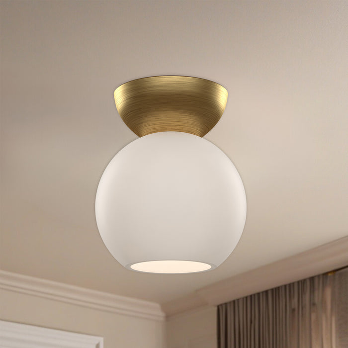 Arcadia One Light Semi-Flush Mount Brushed Gold/Opal Glass-Flush Mounts-Kuzco Lighting-Lighting Design Store