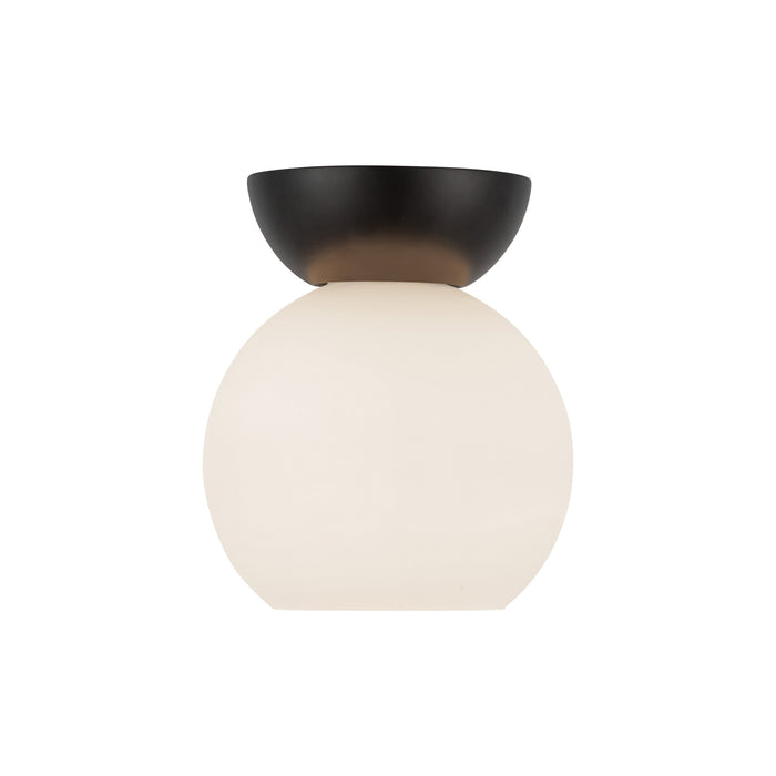 Arcadia One Light Semi-Flush Mount Black/Opal Glass-Flush Mounts-Kuzco Lighting-Lighting Design Store