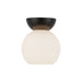 Arcadia One Light Semi-Flush Mount Black/Opal Glass-Flush Mounts-Kuzco Lighting-Lighting Design Store