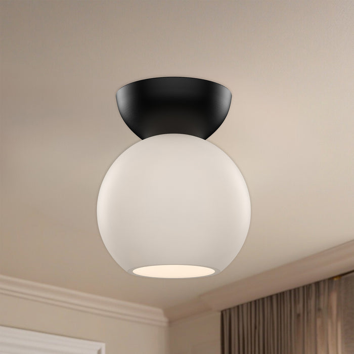 Arcadia One Light Semi-Flush Mount Black/Opal Glass-Flush Mounts-Kuzco Lighting-Lighting Design Store