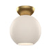 Arcadia One Light Semi-Flush Mount Brushed Gold/Opal Glass-Flush Mounts-Kuzco Lighting-Lighting Design Store