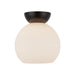 Arcadia One Light Semi-Flush Mount Black/Opal Glass-Flush Mounts-Kuzco Lighting-Lighting Design Store