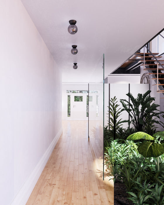 Arcadia One Light Semi-Flush Mount Black/Smoked-Flush Mounts-Kuzco Lighting-Lighting Design Store