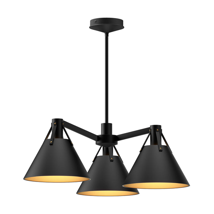 Archer Three Light Chandelier Matte Black-Mid. Chandeliers-Alora-Lighting Design Store
