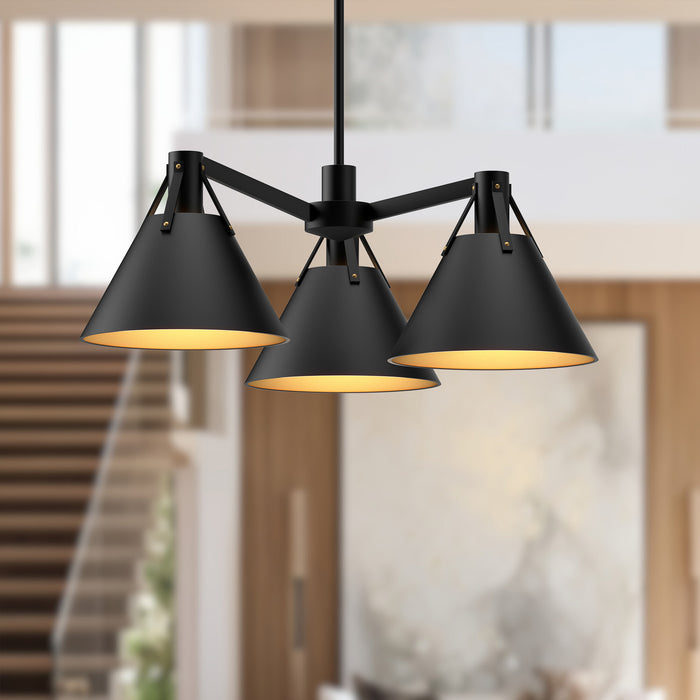Archer Three Light Chandelier Matte Black-Mid. Chandeliers-Alora-Lighting Design Store