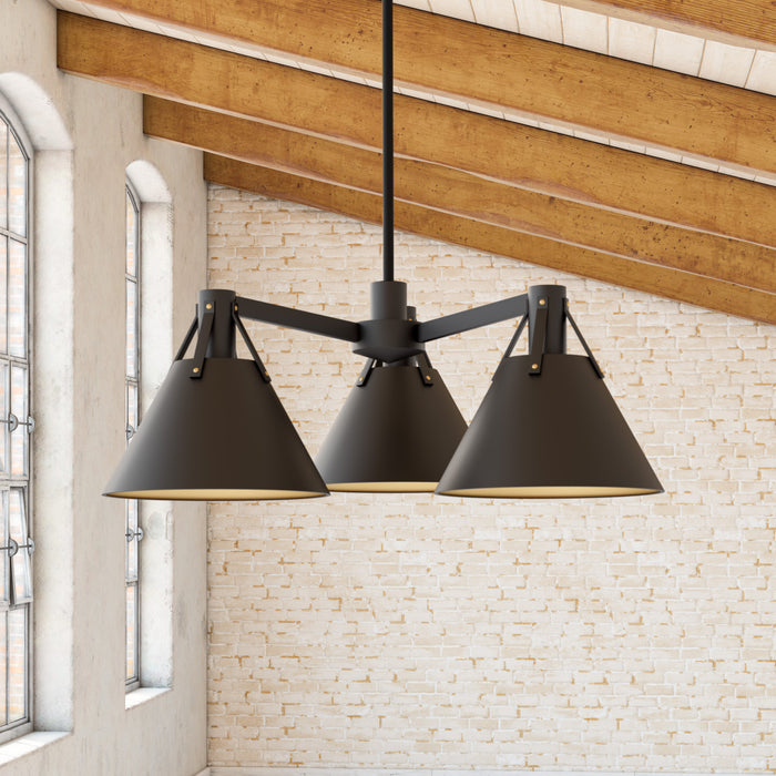 Archer Three Light Chandelier Matte Black-Mid. Chandeliers-Alora-Lighting Design Store