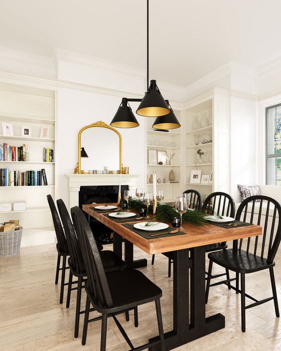 Archer Three Light Chandelier Matte Black-Mid. Chandeliers-Alora-Lighting Design Store