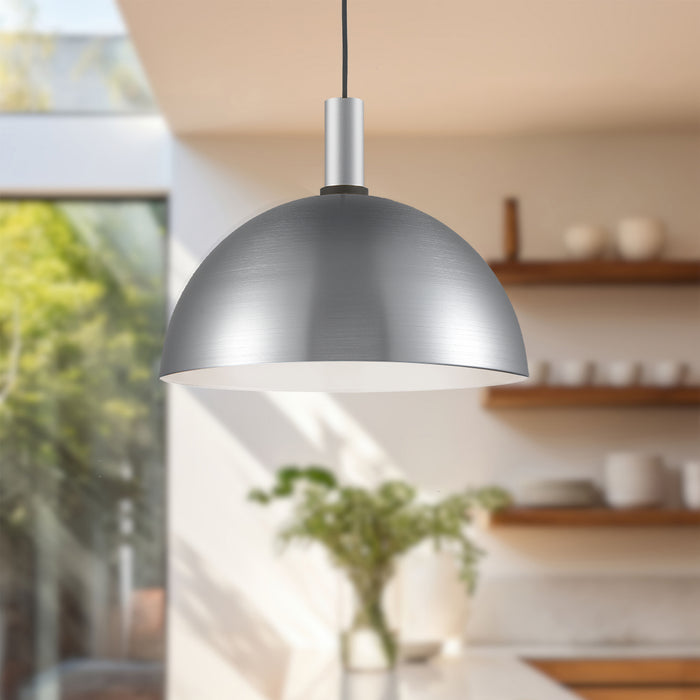 Archibald One Light Pendant Brushed Nickel With Black Detail-Pendants-Kuzco Lighting-Lighting Design Store