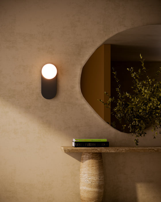 Ariel One Light Vanity Matte Black/Opal Glass-Sconces-Alora-Lighting Design Store