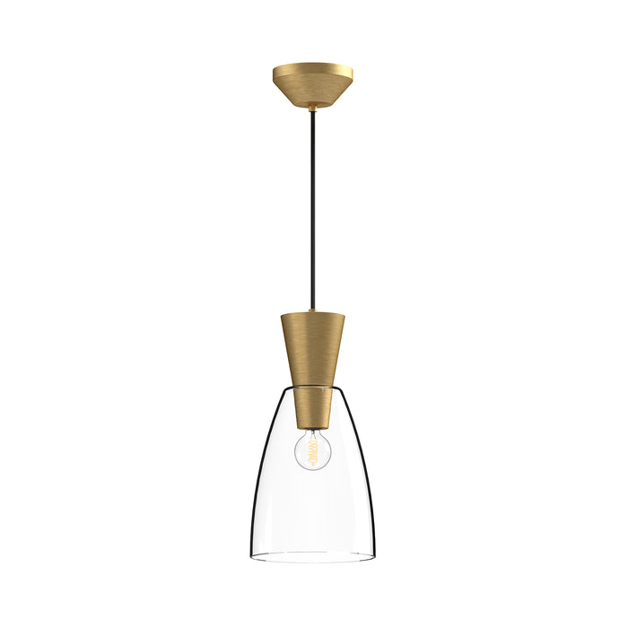 Arlo One Light Pendant Brushed Gold/Clear Glass-Mini Pendants-Alora-Lighting Design Store