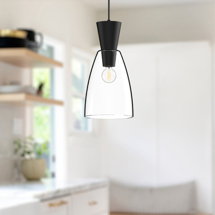 Arlo One Light Pendant Clear Glass/Matte Black-Mini Pendants-Alora-Lighting Design Store