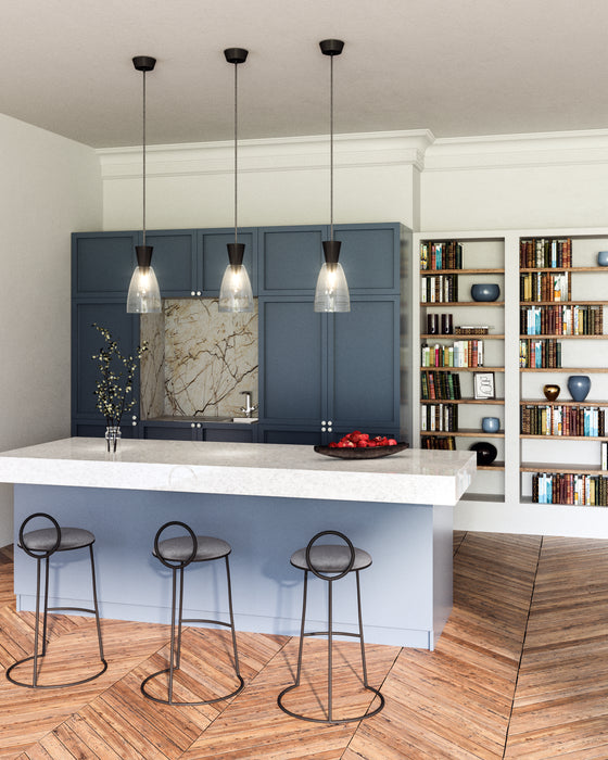 Arlo One Light Pendant Clear Glass/Matte Black-Mini Pendants-Alora-Lighting Design Store