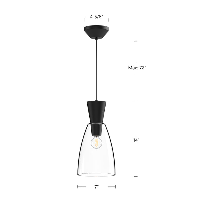 Arlo One Light Pendant Clear Glass/Matte Black-Mini Pendants-Alora-Lighting Design Store