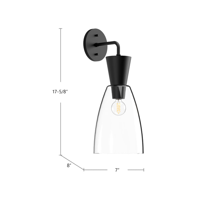 Arlo One Light Vanity Clear Glass/Matte Black-Sconces-Alora-Lighting Design Store