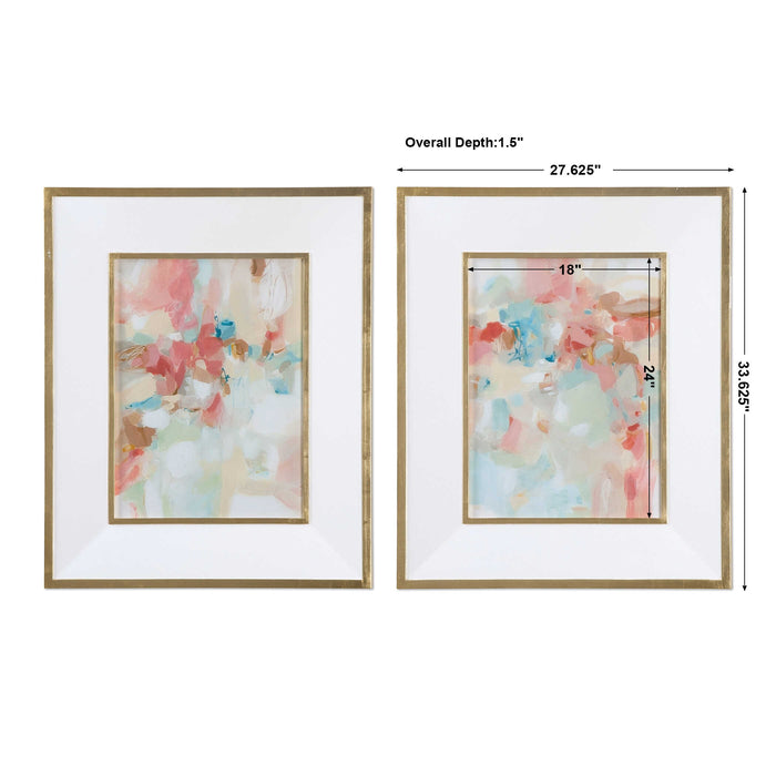 A Touch Of Blush And Rosewood Fences Wall Art Gold Leaf-Mirrors/Pictures-Uttermost-Lighting Design Store